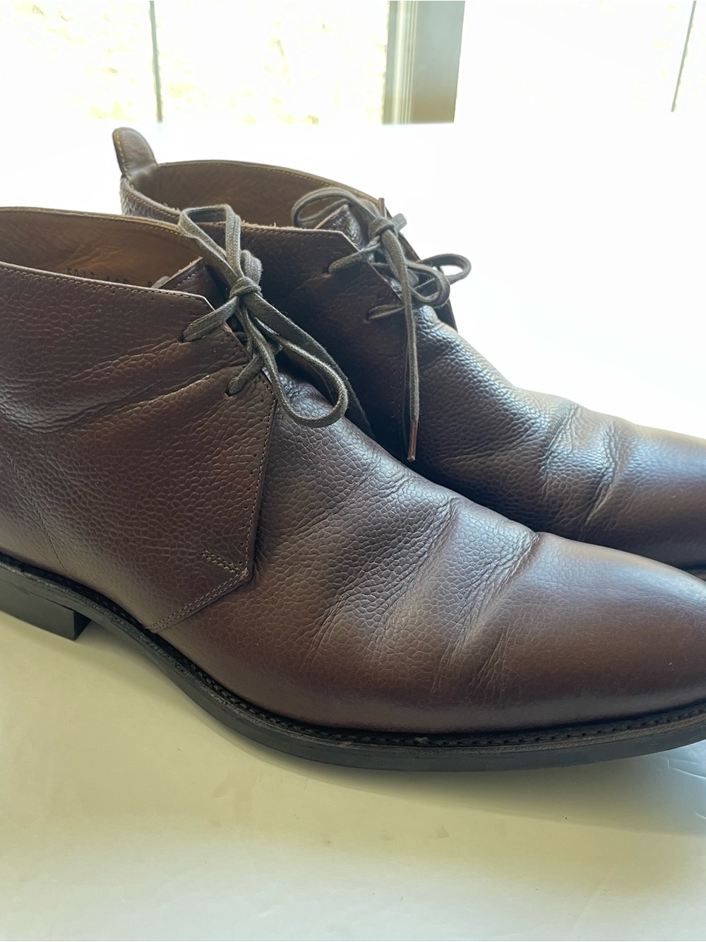 Grenson Pebbled Grain Leather Chukka Boots with Dainite Soles